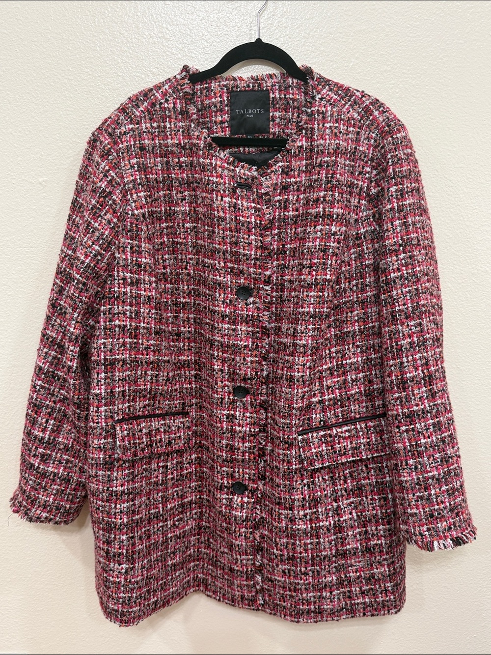 Talbots Women's Pinewood Tweed Blazer Jacket Size 22W Academia Preppy Coco Style